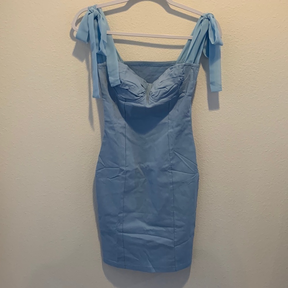 Womens Baby Blue Body Con Dress Reinforced but braless chest. Super cute! Size M